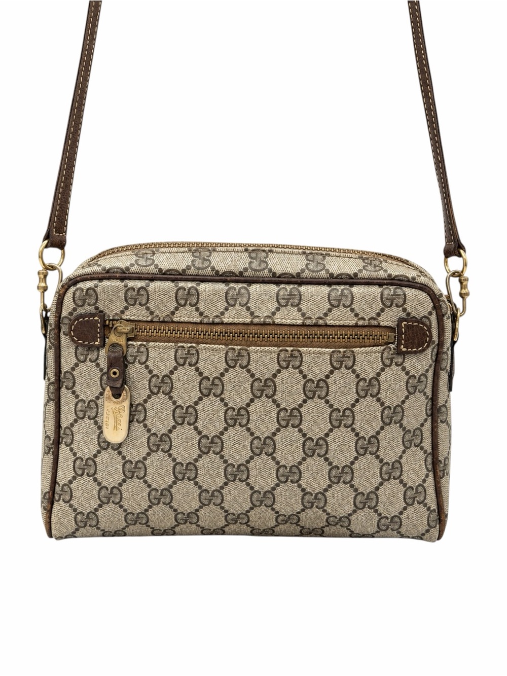 Authentic Vintage Gucci GG Supreme Crossbody Shoulder Bag Beige PVC Leather